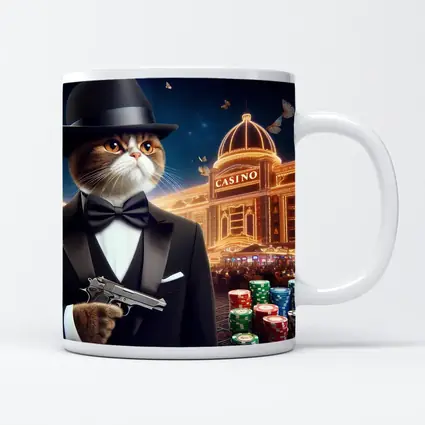 Tuxedo Cat Spy Casino Night Scene
