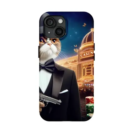 Tuxedo Cat Spy Casino Night Scene