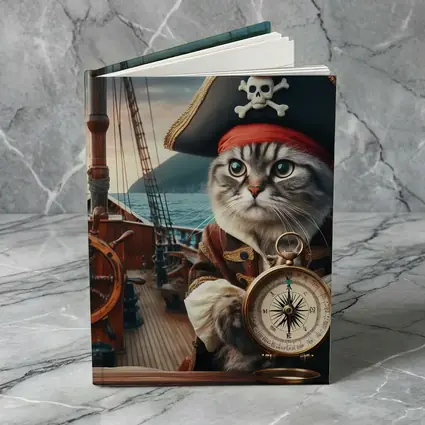 Pirate Cat With Compass On Ship