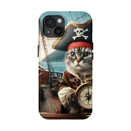 Pirate Cat With Compass On Ship