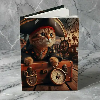 Pirate Cat on Ship Deck Treasure Chest