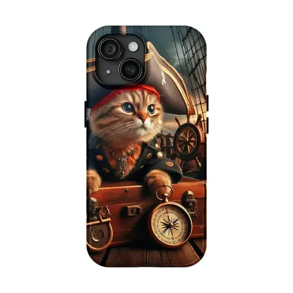 Pirate Cat on Ship Deck Treasure Chest