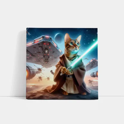 Jedi Cat Lightsaber Space Battle Scene