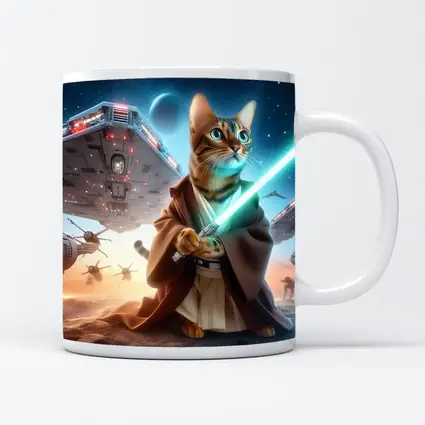 Jedi Cat Lightsaber Space Battle Scene