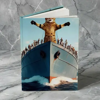 Giant Cat Posing on Ship Bow Ocean
