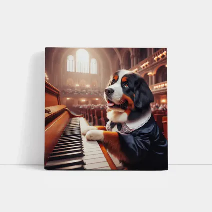 Bernese Mountain Dog Playing Piano Concert Hall