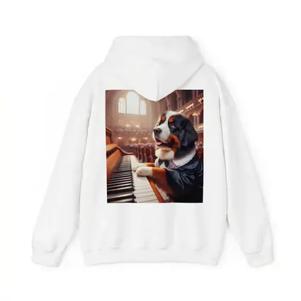 Bernese Mountain Dog Playing Piano Concert Hall