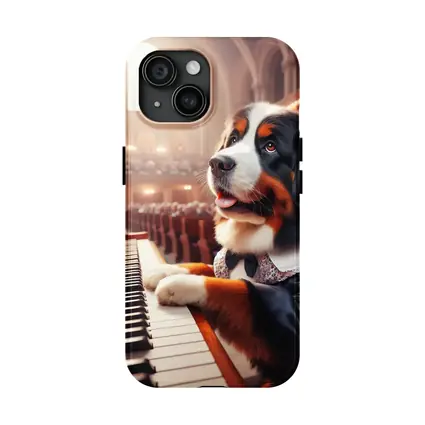 Bernese Mountain Dog Playing Piano Concert Hall
