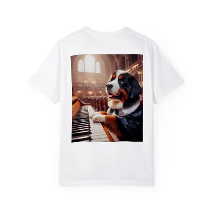 Bernese Mountain Dog Playing Piano Concert Hall