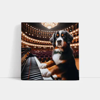 Bernese Mountain Dog Playing Piano Concert Hall