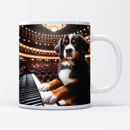 Bernese Mountain Dog Playing Piano Concert Hall