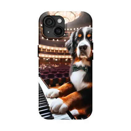 Bernese Mountain Dog Playing Piano Concert Hall