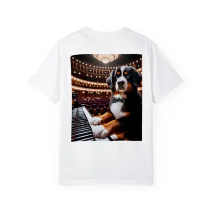 Bernese Mountain Dog Playing Piano Concert Hall