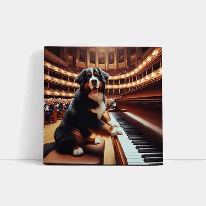 Bernese Mountain Dog Playing Piano Concert Hall