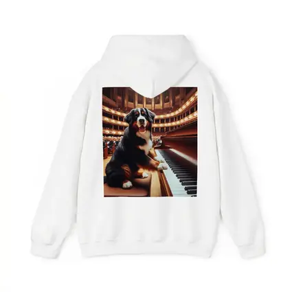 Bernese Mountain Dog Playing Piano Concert Hall