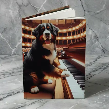 Bernese Mountain Dog Playing Piano Concert Hall