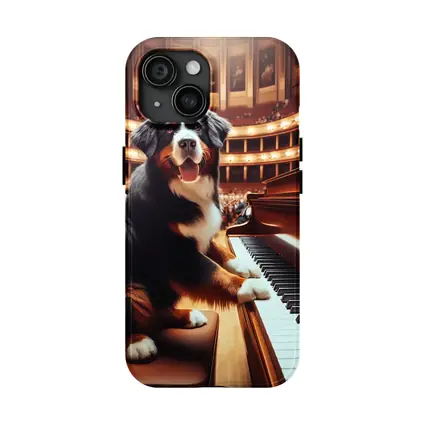 Bernese Mountain Dog Playing Piano Concert Hall