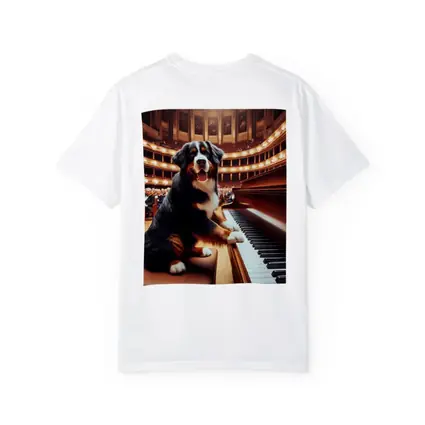Bernese Mountain Dog Playing Piano Concert Hall
