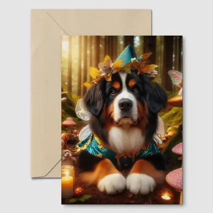 Bernese Mountain Dog Fairy Forest Fantasy