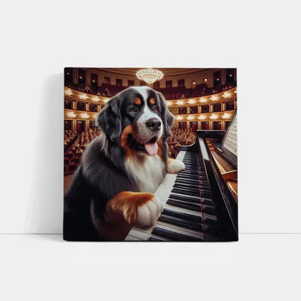 Bernese Mountain Dog Playing Piano Concert Hall