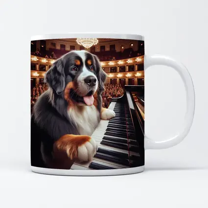 Bernese Mountain Dog Playing Piano Concert Hall