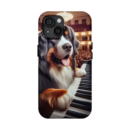 Bernese Mountain Dog Playing Piano Concert Hall