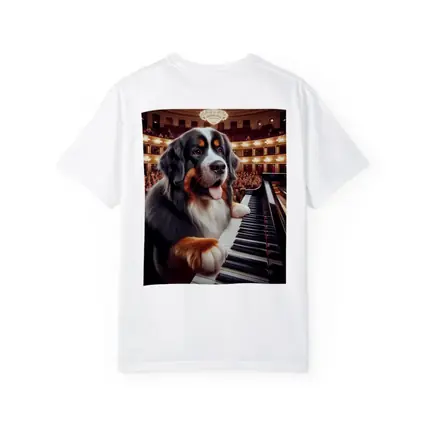 Bernese Mountain Dog Playing Piano Concert Hall