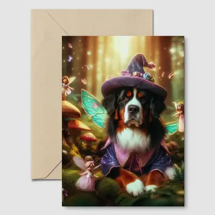 Bernese Mountain Dog Fairy Forest Fantasy