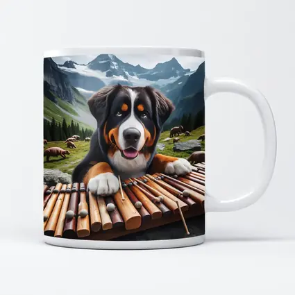 Bernese Mountain Dog Playing Xylophone Alpine