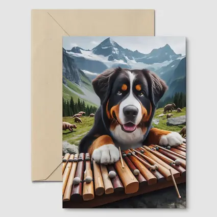 Bernese Mountain Dog Playing Xylophone Alpine