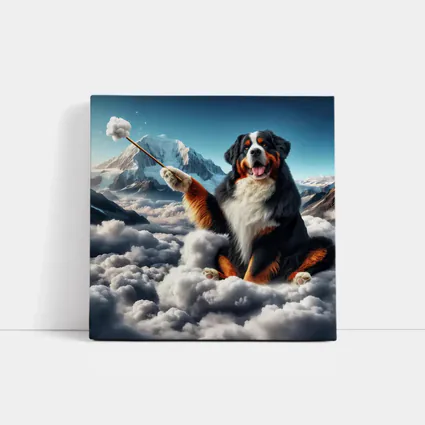 Bernese Mountain Dog Sitting On Clouds