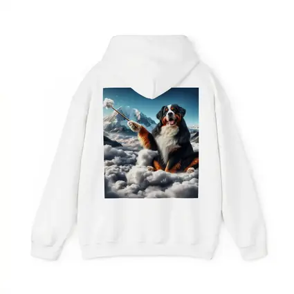 Bernese Mountain Dog Sitting On Clouds