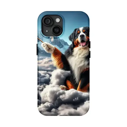 Bernese Mountain Dog Sitting On Clouds