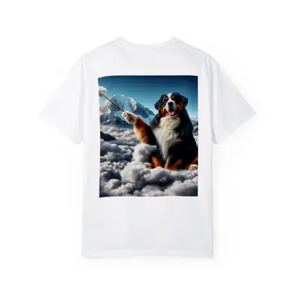 Bernese Mountain Dog Sitting On Clouds