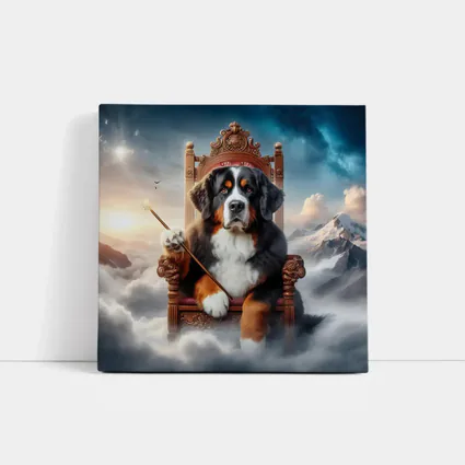 Bernese Mountain Dog King on Throne