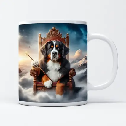 Bernese Mountain Dog King on Throne