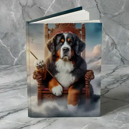 Bernese Mountain Dog King on Throne