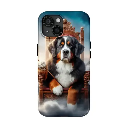 Bernese Mountain Dog King on Throne