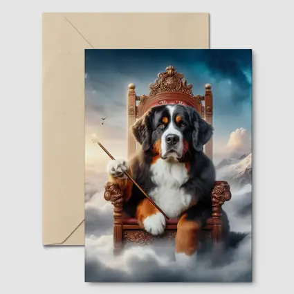 Bernese Mountain Dog King on Throne