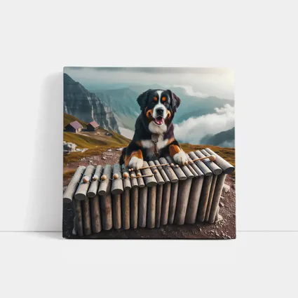 Bernese Mountain Dog Playing Xylophone Alpine