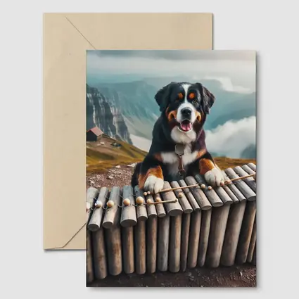 Bernese Mountain Dog Playing Xylophone Alpine