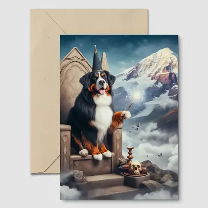Bernese Mountain Dog Wizard Fantasy Throne