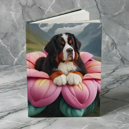 Bernese Mountain Dog Pink Flower Alpine Valley
