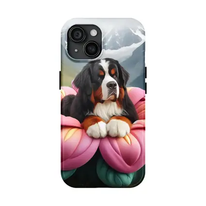 Bernese Mountain Dog Pink Flower Alpine Valley