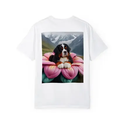 Bernese Mountain Dog Pink Flower Alpine Valley