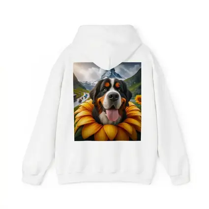 Bernese Mountain Dog Sunflower Alpine Background