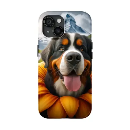 Bernese Mountain Dog Sunflower Alpine Background