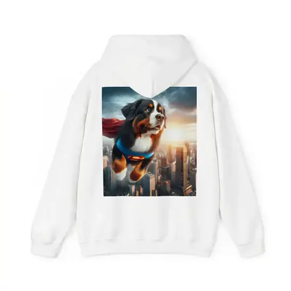 Bernese Mountain Dog Superman Flying City