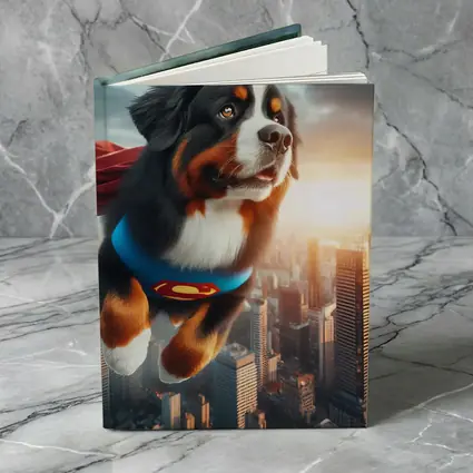 Bernese Mountain Dog Superman Flying City