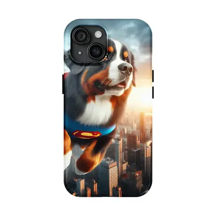 Bernese Mountain Dog Superman Flying City